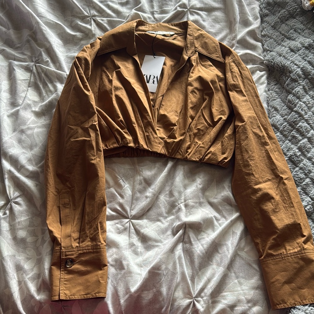 Zara long sleeve crop top
